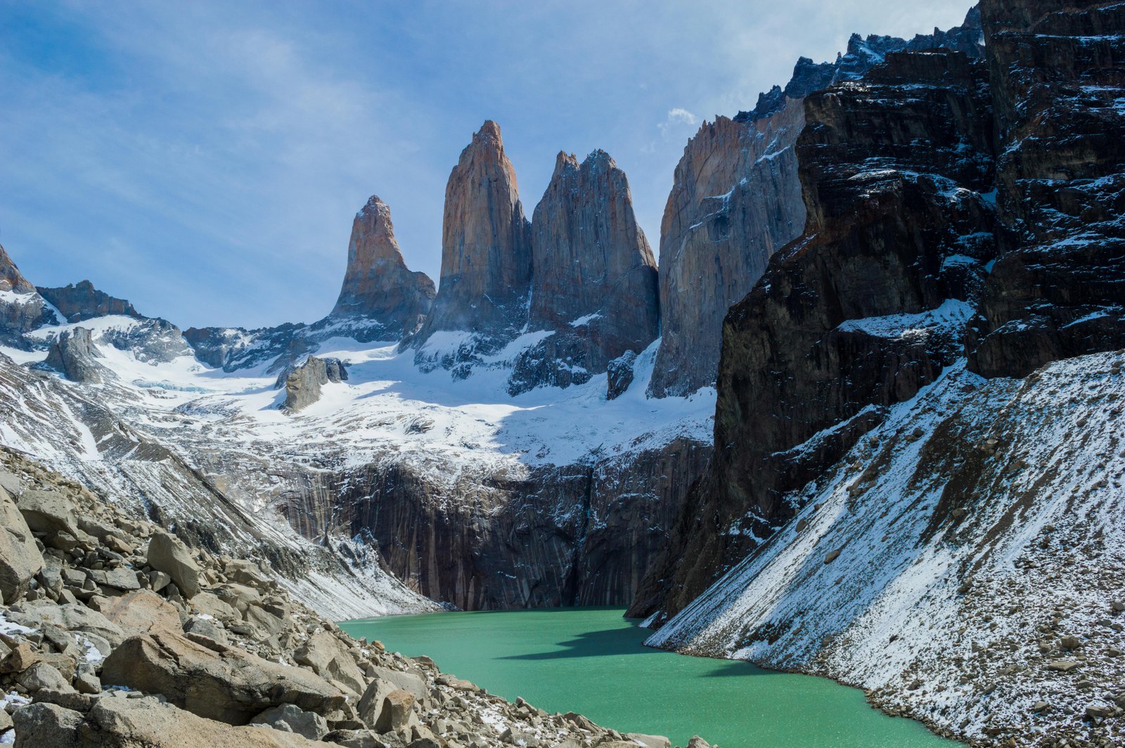 bekende Torres del Paine bergen in Patagonië