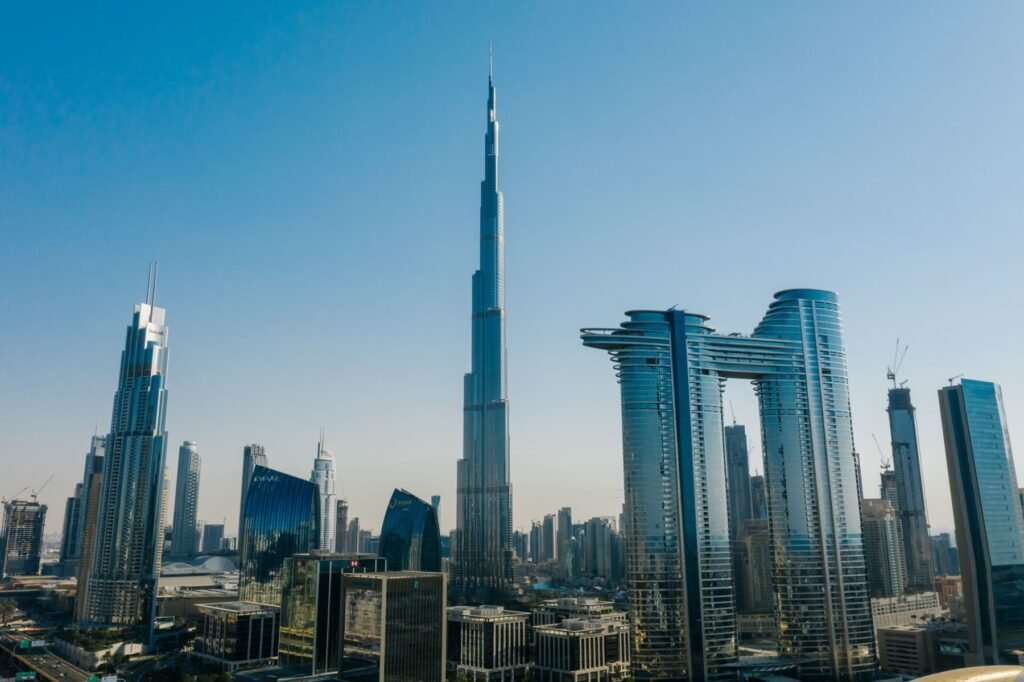 De Burj Khalifa tussen de torens van Downtown