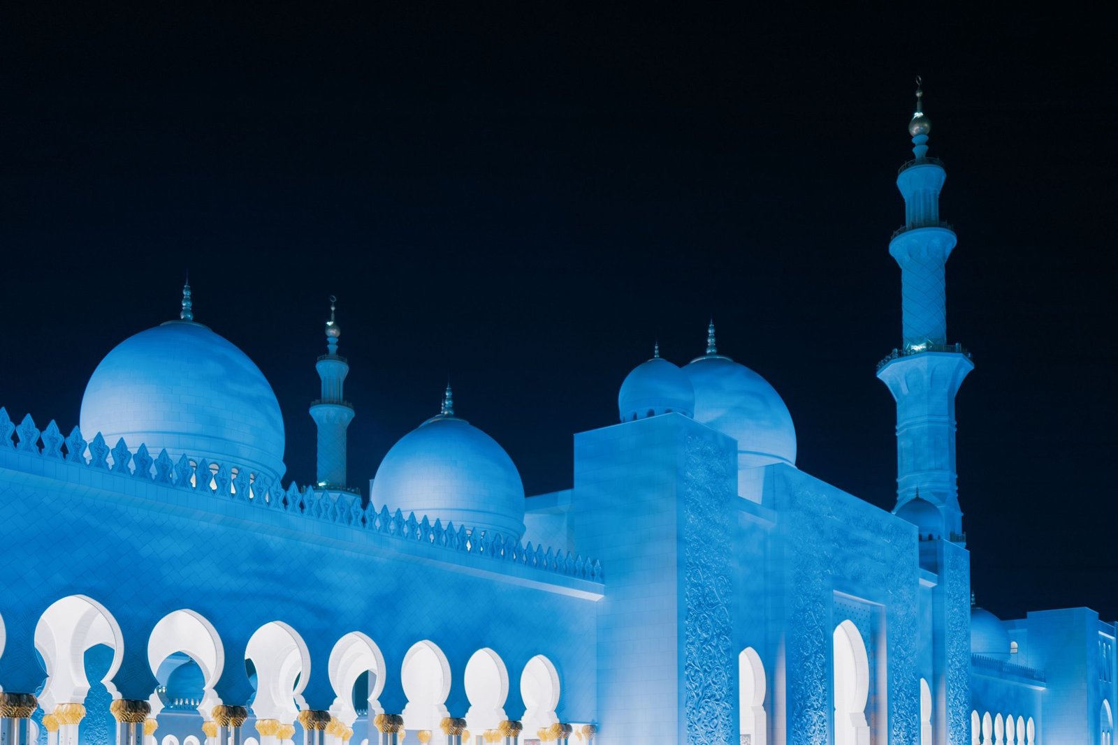 De Sheikh Zayed-moskee in Abu Dhabi bij nacht