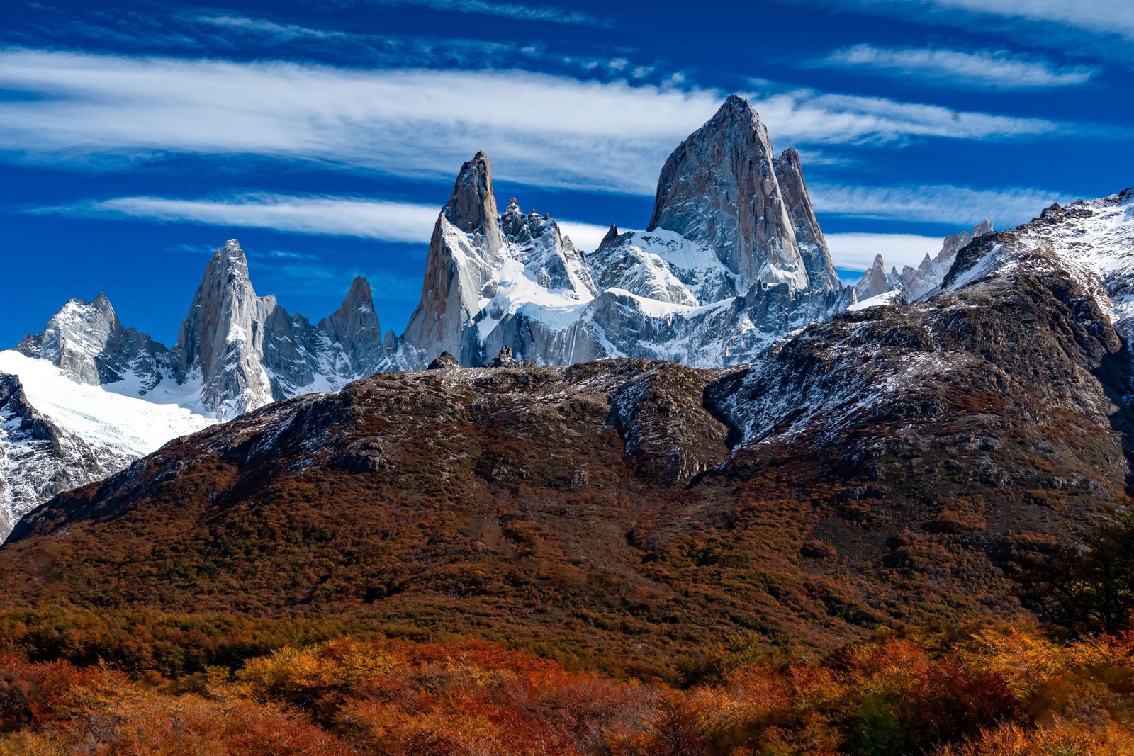 Fitz Roy boven herfstkleuren bij El Chaltén