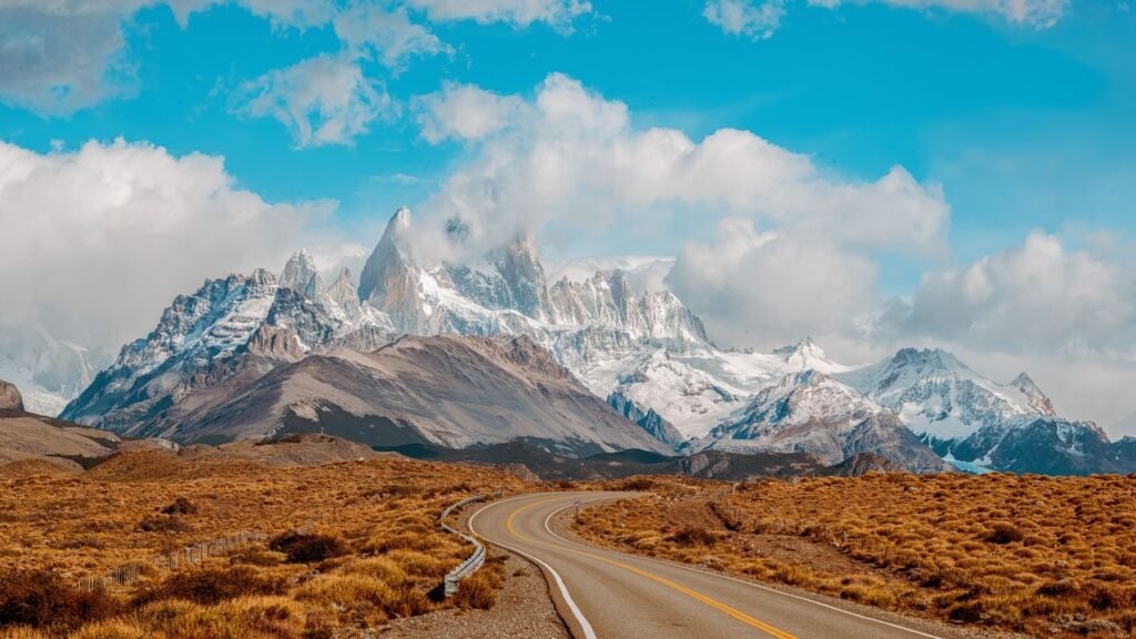 Guanaco op de steppe van Patagonië met bergen in de verte