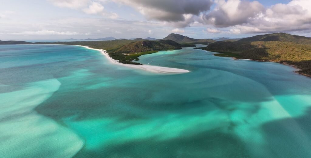 Hill Inlet in de Whitsundays van bovenaf