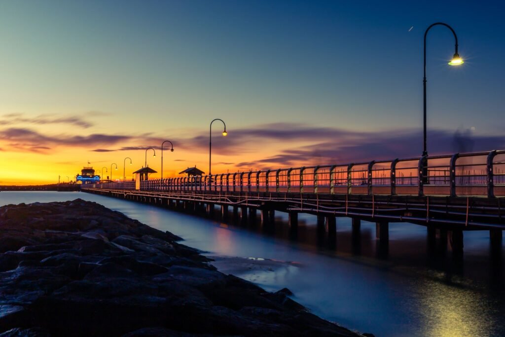 St Kilda Pier bij zonsondergang
