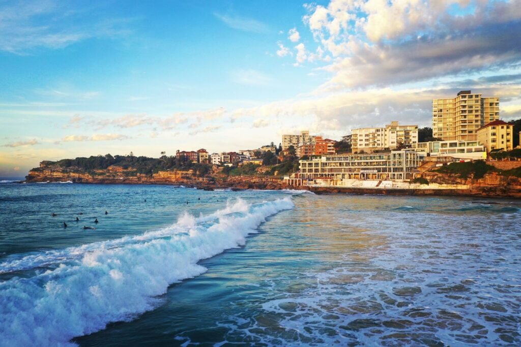 Bondi Beach bij zonsondergang