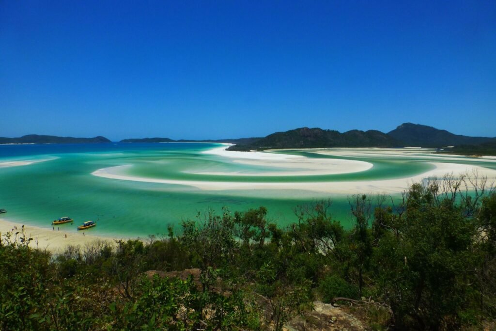 Zandbanken bij Whitehaven Beach