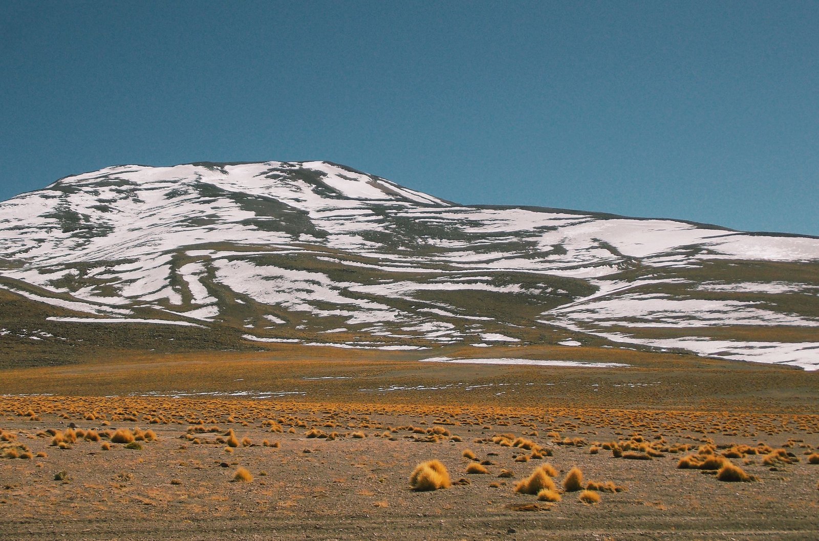 Besneeuwde bergen boven de Altiplano in Bolivia