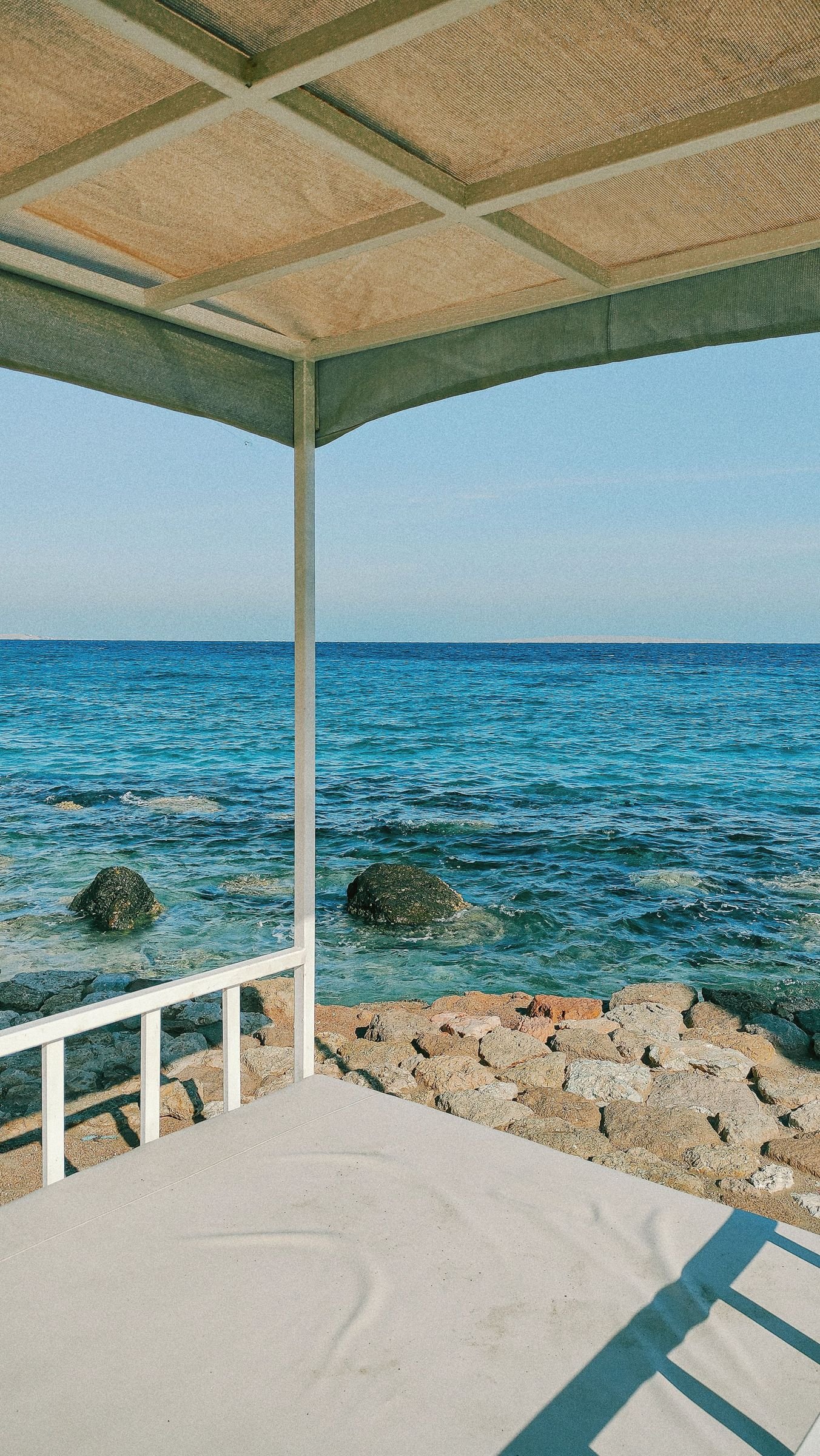 Uitzicht vanuit een strandhuisje in Hurghada, vlak bij El Gouna