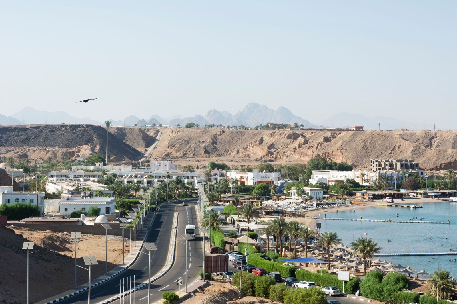 Weg langs de kust bij Sharm el-Sheikh