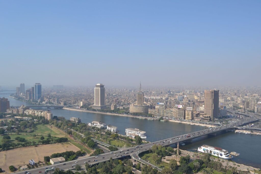 De Nijl en Cairo van bovenaf
