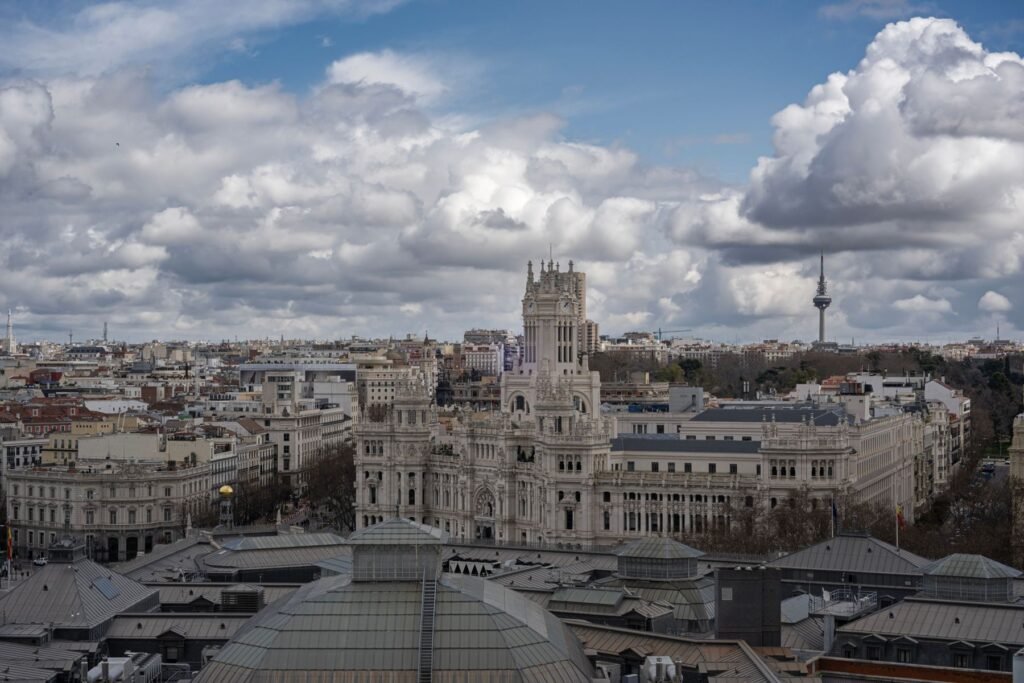 Madrid met het Palacio de Cibeles van bovenaf