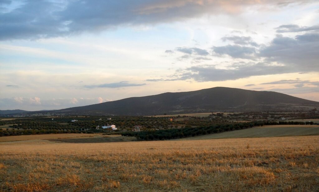 Akkers bij zonsondergang in Spanje