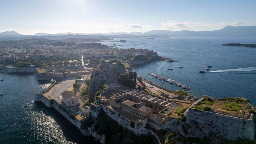 Corfu-stad van bovenaf