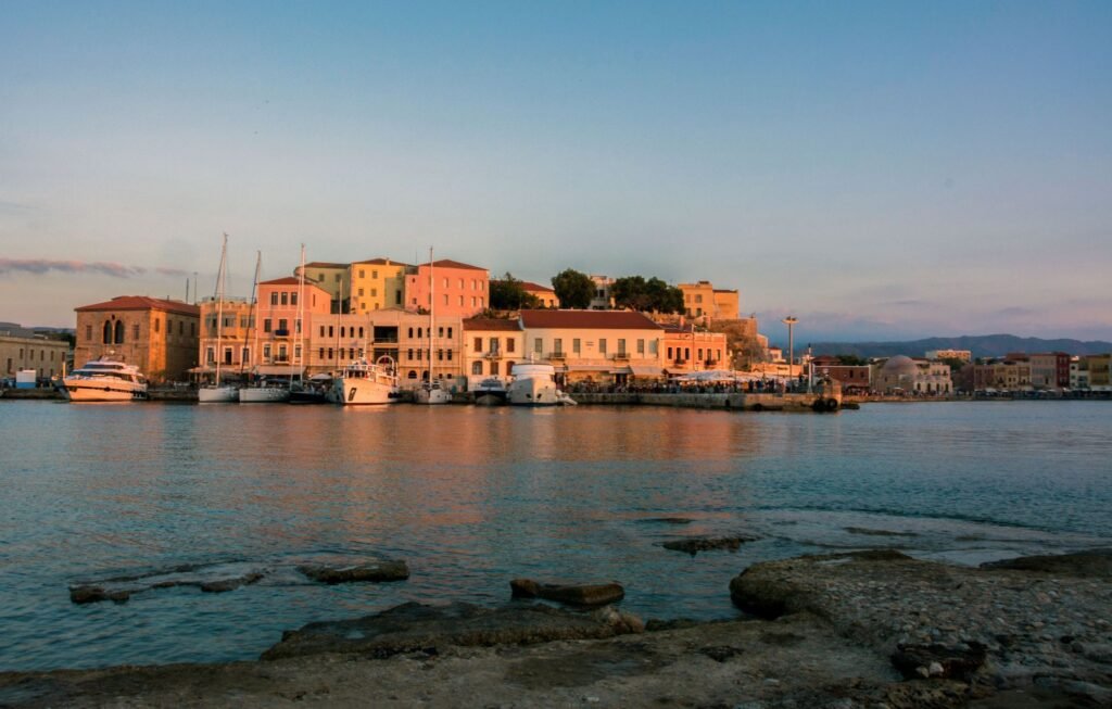 Chania bij zonsondergang