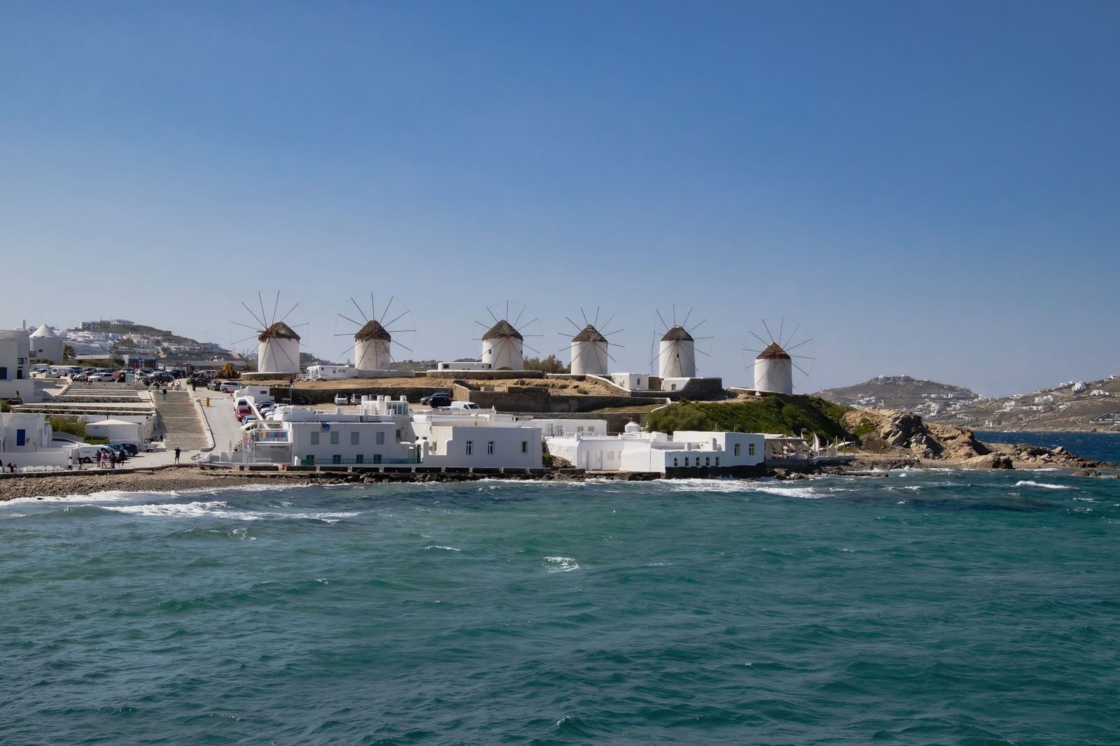 De windmolens boven Mykonos-stad