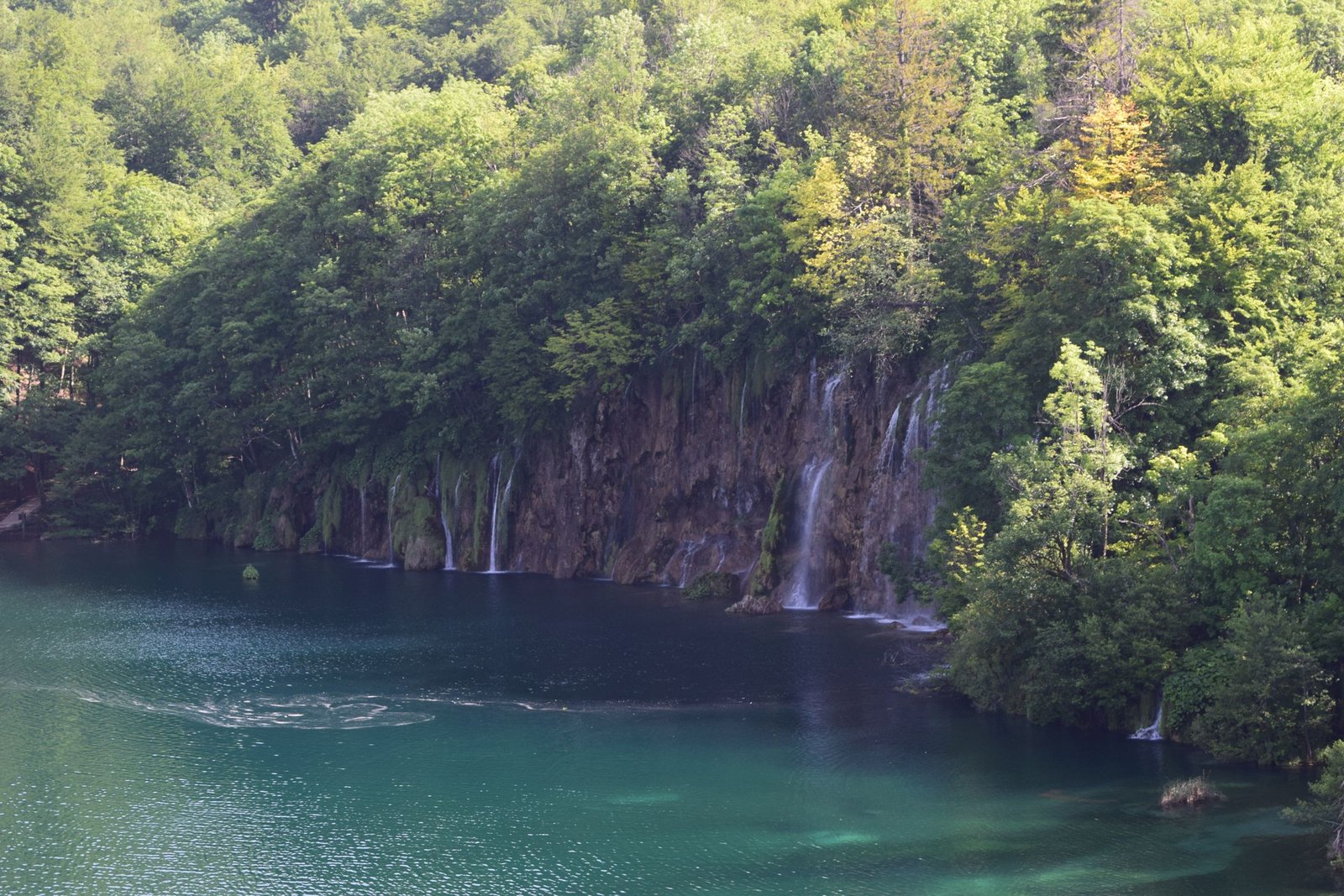 Meer en rotswand in Plitvice