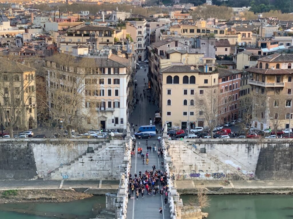 Ponte Sant'Angelo in Rome van bovenaf
