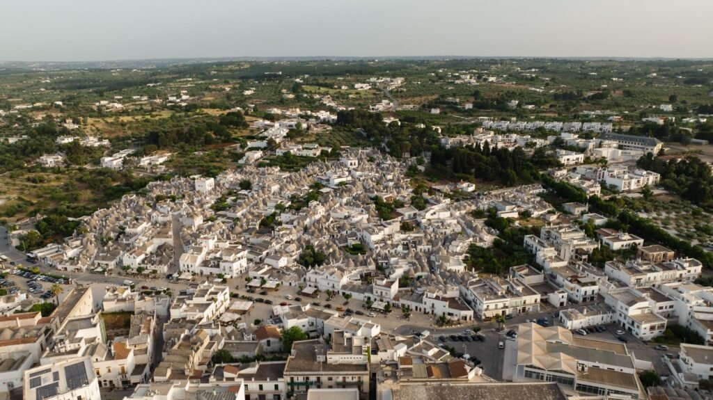 De trulli van Alberobello van bovenaf