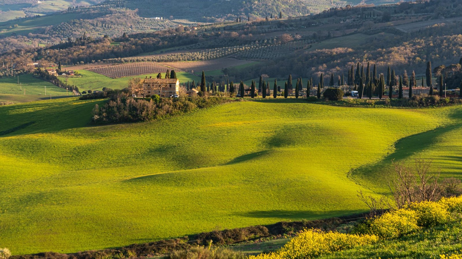 Glooiend landschap in Toscane