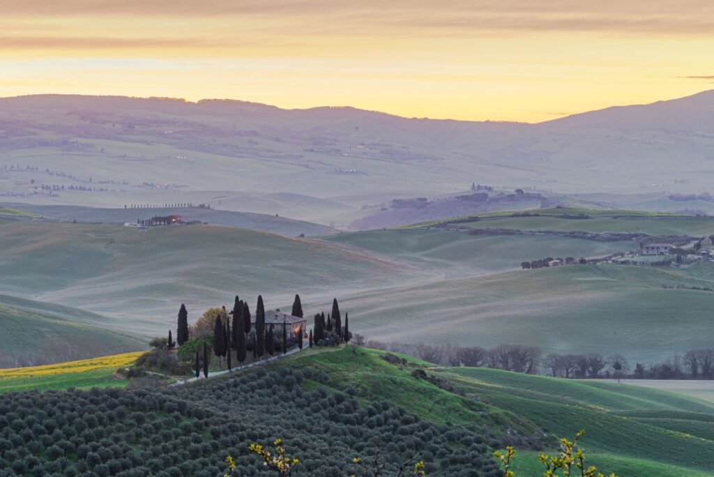 Heuvels en cipressen in de Val d'Orcia