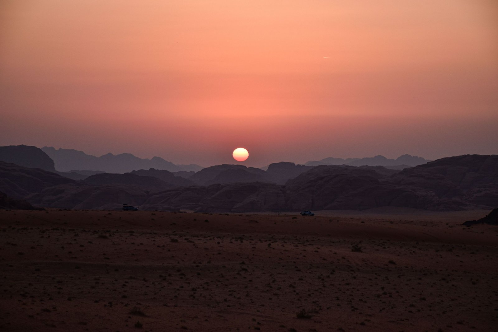 Zonsondergang in Wadi Rum