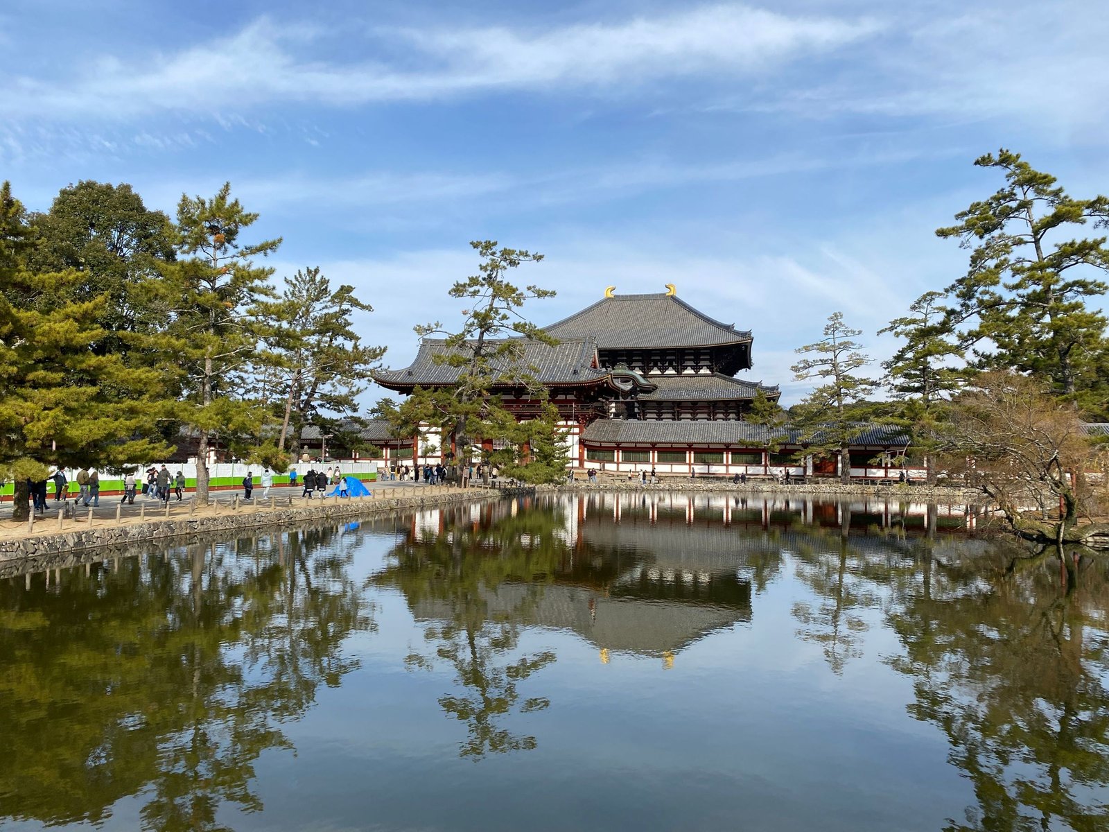 Todaiji weerspiegeld in een vijver