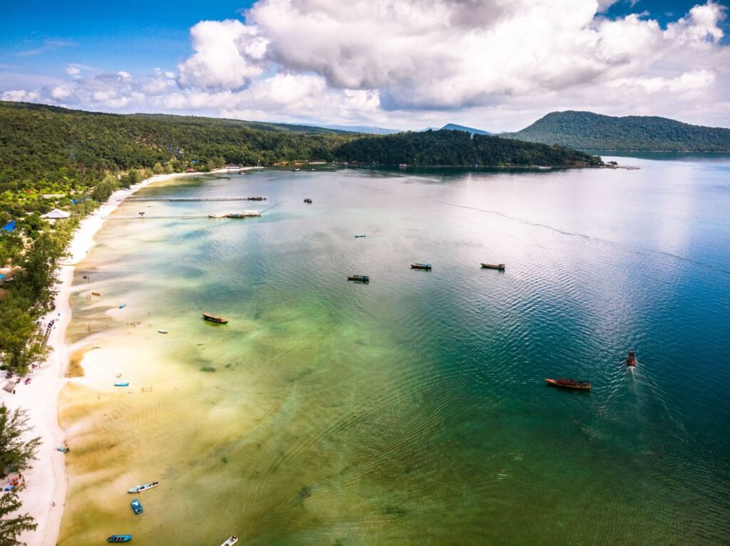 Cambodjaans strand van bovenaf