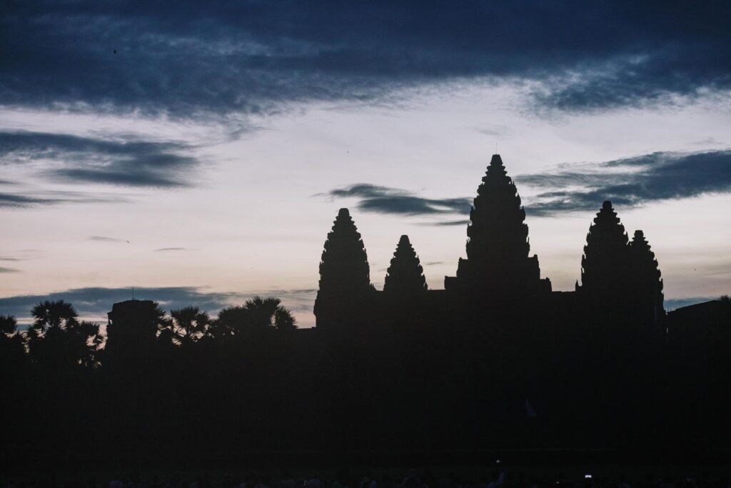 Silhouet van Angkor Wat