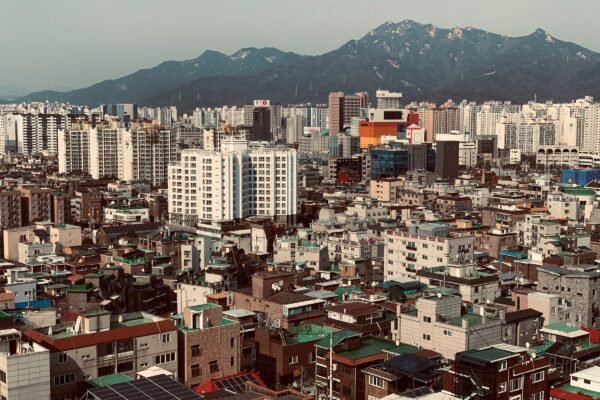 Seoul met de bergen op de achtergrond
