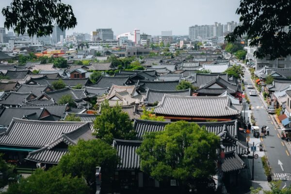 Daken van het hanokdorp in Jeonju