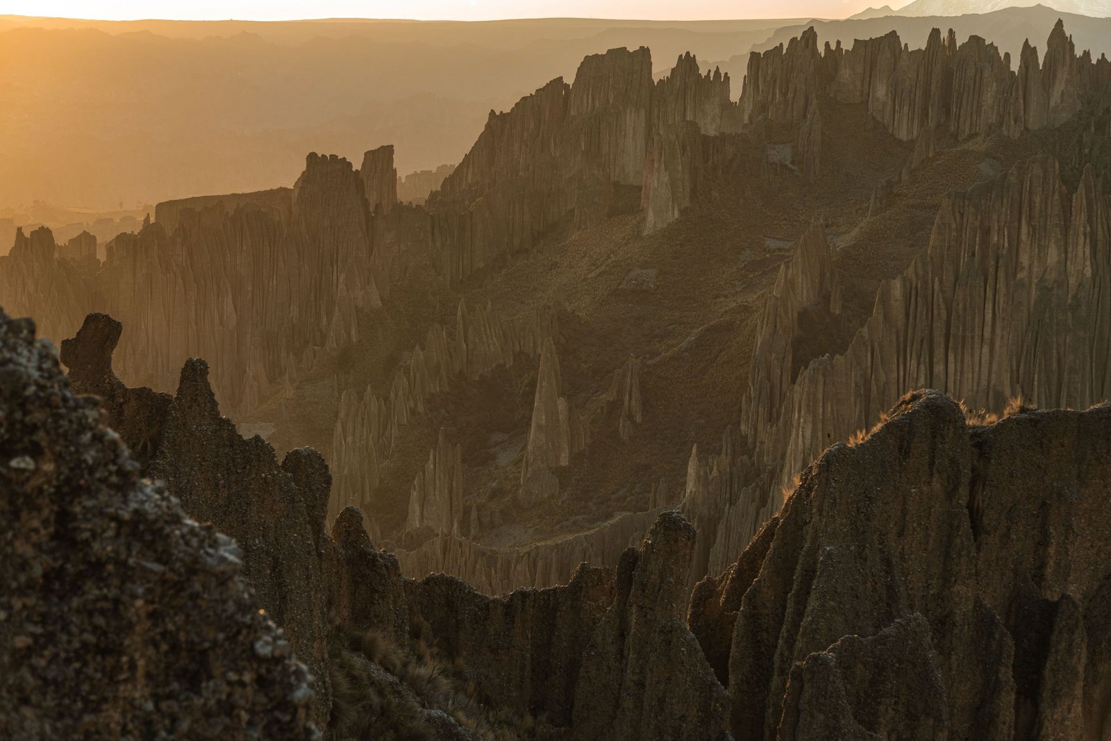 Kalksteenlandschap van de Tsingy bij zonsopkomst