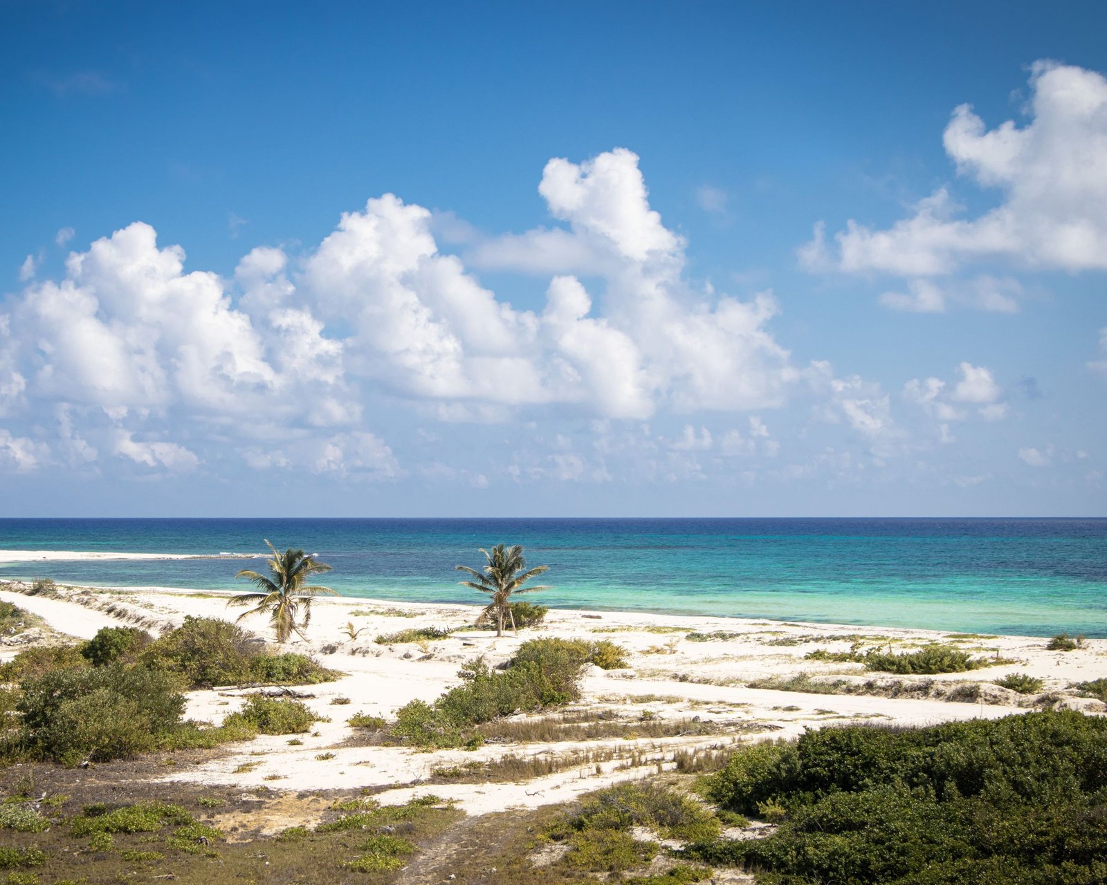 Strand met azuurblauw water op Cozumel