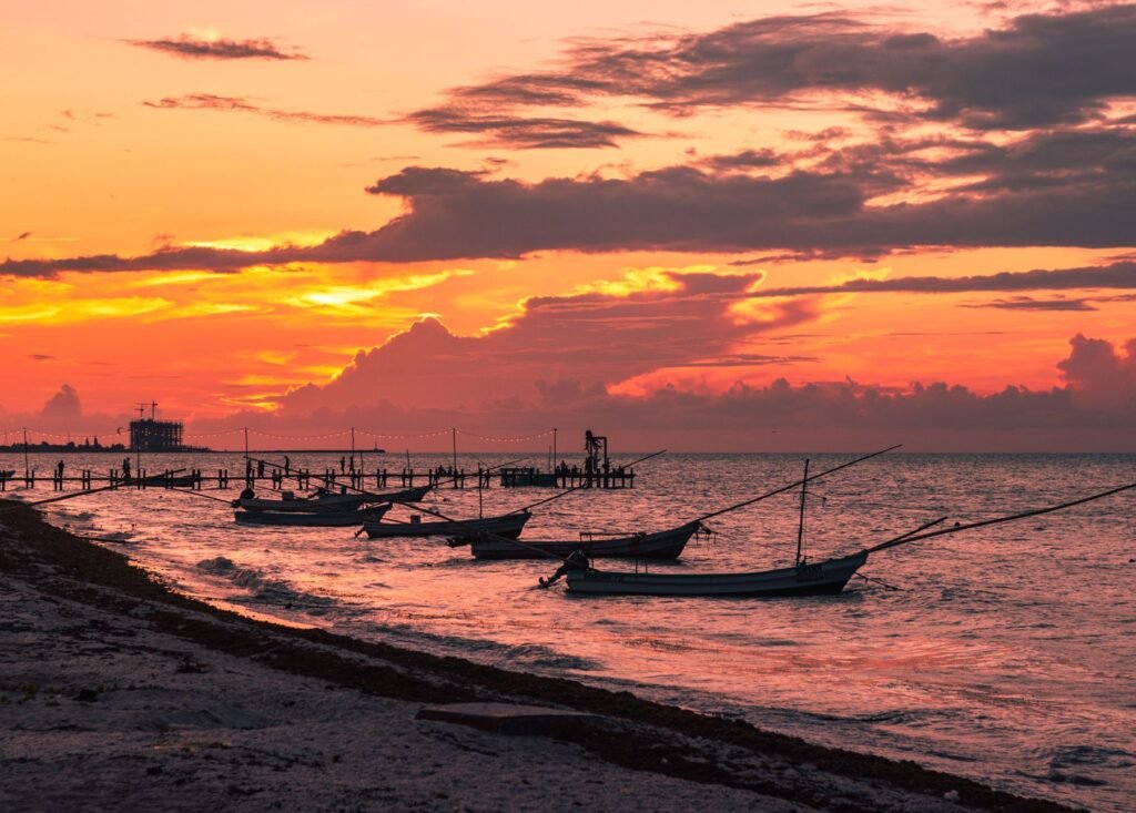 Zonsondergang aan het strand van Progreso