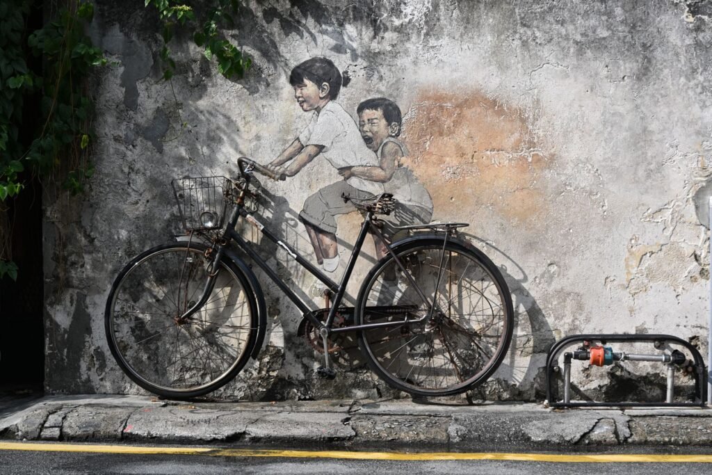 Streetart met fietsjes in George Town