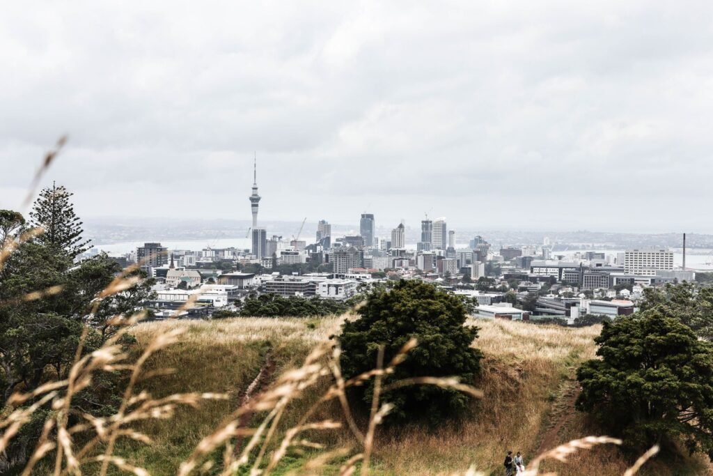 Auckland vanaf een vulkaanheuvel