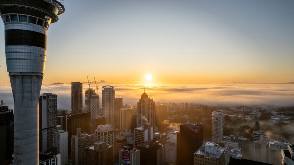 Zonsopkomst boven Auckland