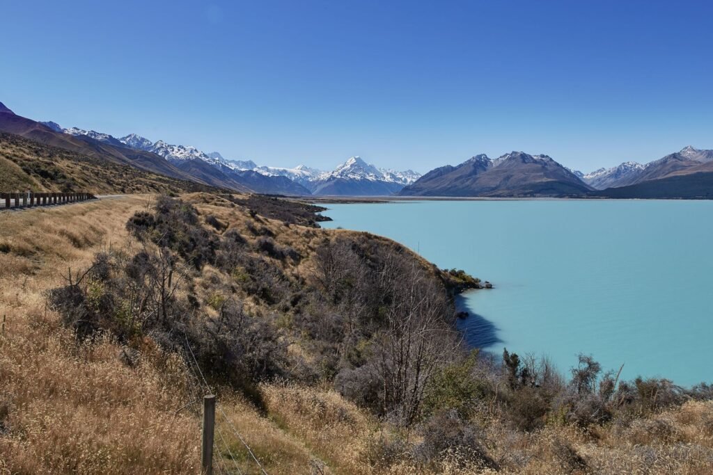 Lake Pukaki met de Zuidelijke Alpen