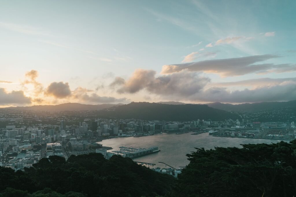 Uitzicht over de baai van Wellington