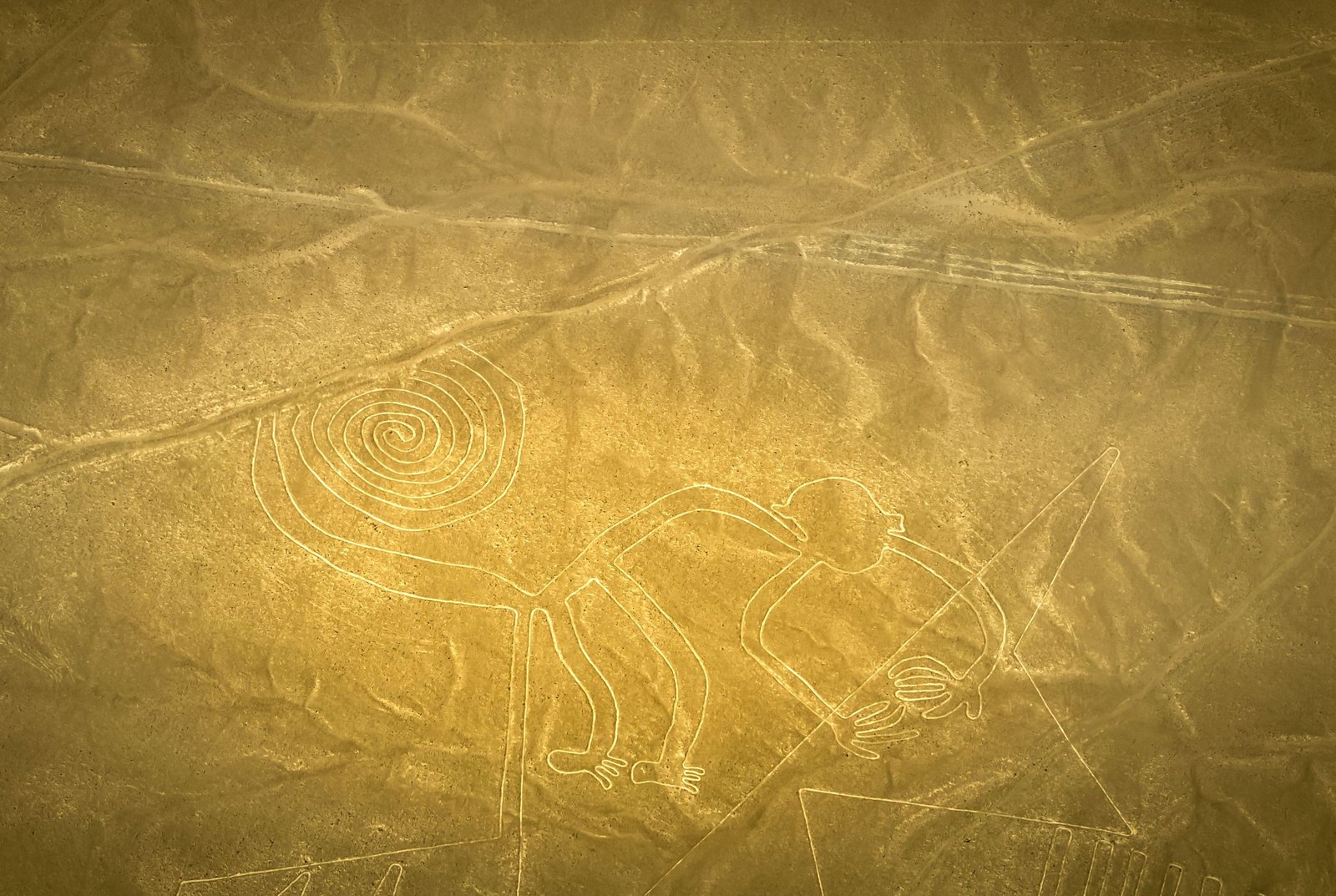 De kolibrie van de Nazca-lijnen vanuit de lucht