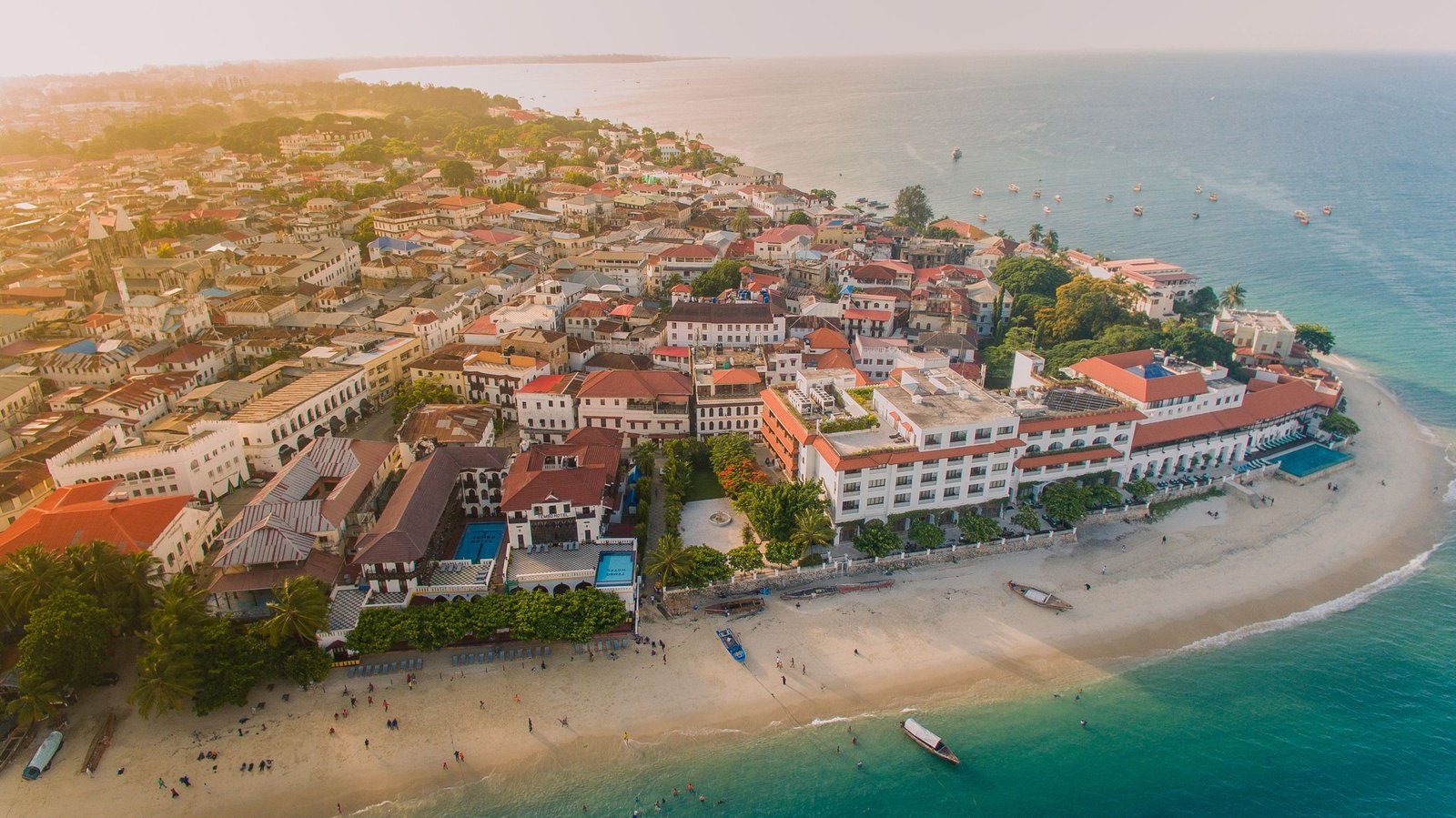 Stone Town op Zanzibar vanuit de lucht