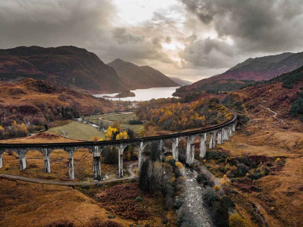 Het Glenfinnan-viaduct in het landschap