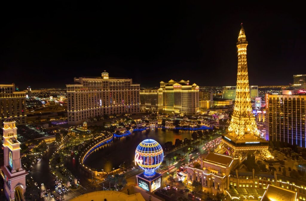 De Strip van Las Vegas bij nacht