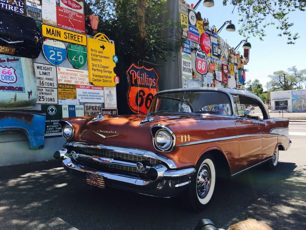 Klassieke auto langs Route 66