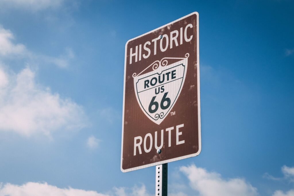 Bord van de historische Route 66
