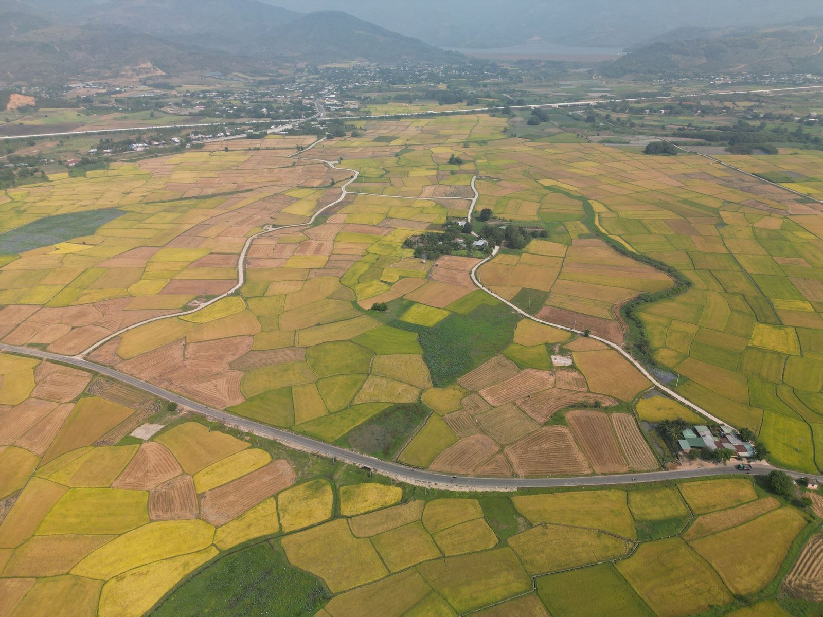 Rijstvelden in Vietnam van bovenaf