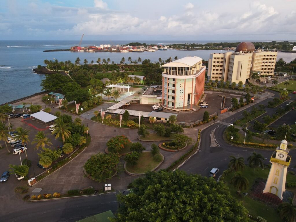 Luchtfoto van Apia, de hoofdstad van Samoa